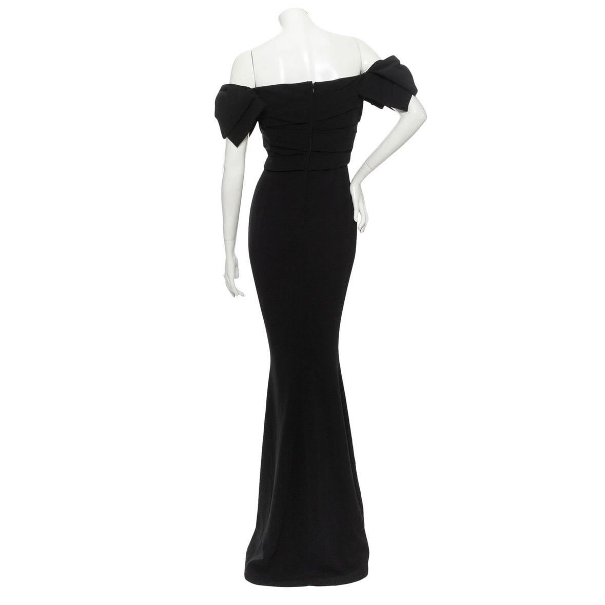 Women's Dolce & Gabbana Black Off-The-Shoulder Bow Cady Gown