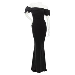 Dolce & Gabbana Black Off-The-Shoulder Bow Cady Gown