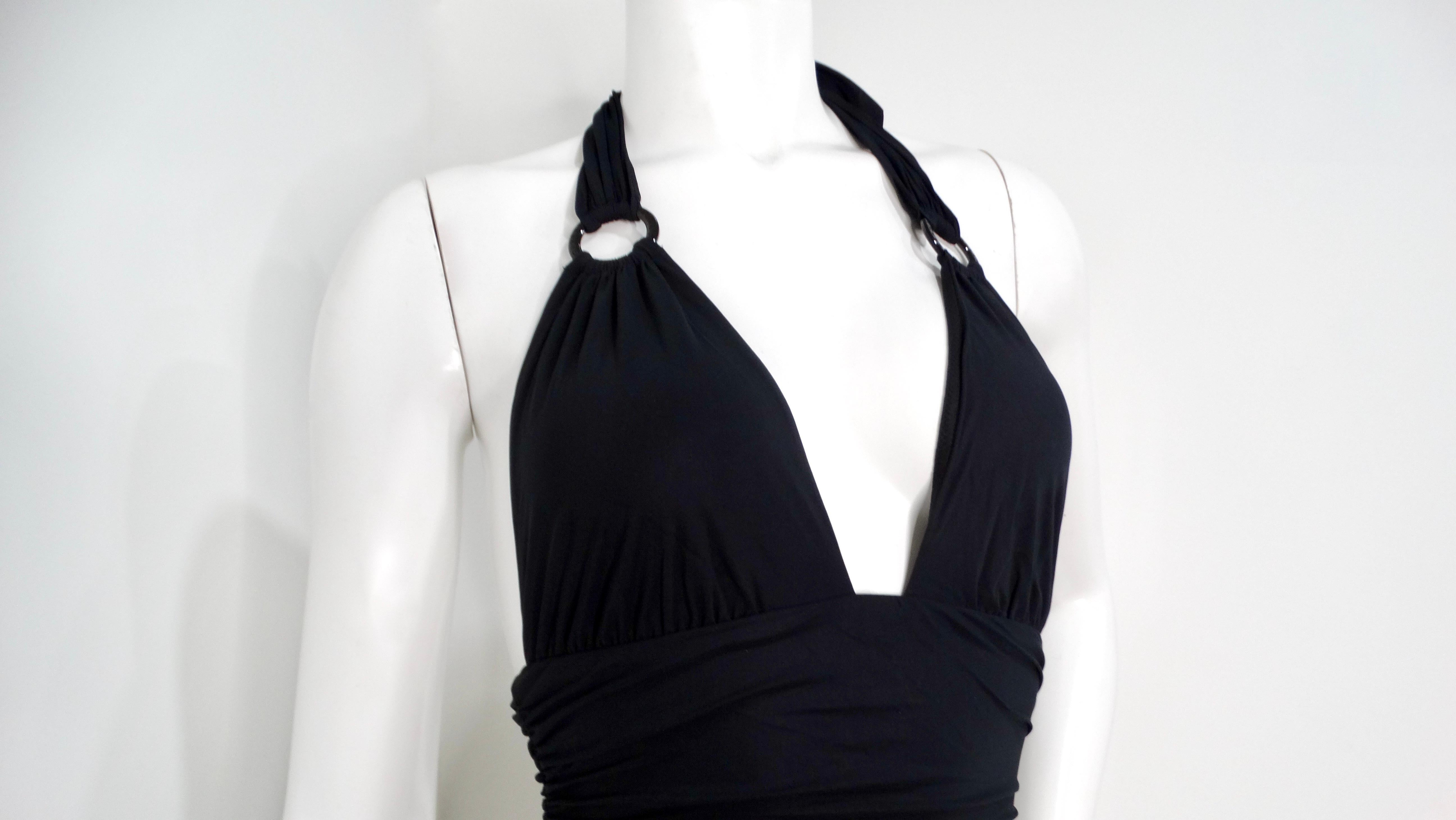 Women's Dolce & Gabbana Black One-Piece Swimsuit With Plunging Neckline For Sale
