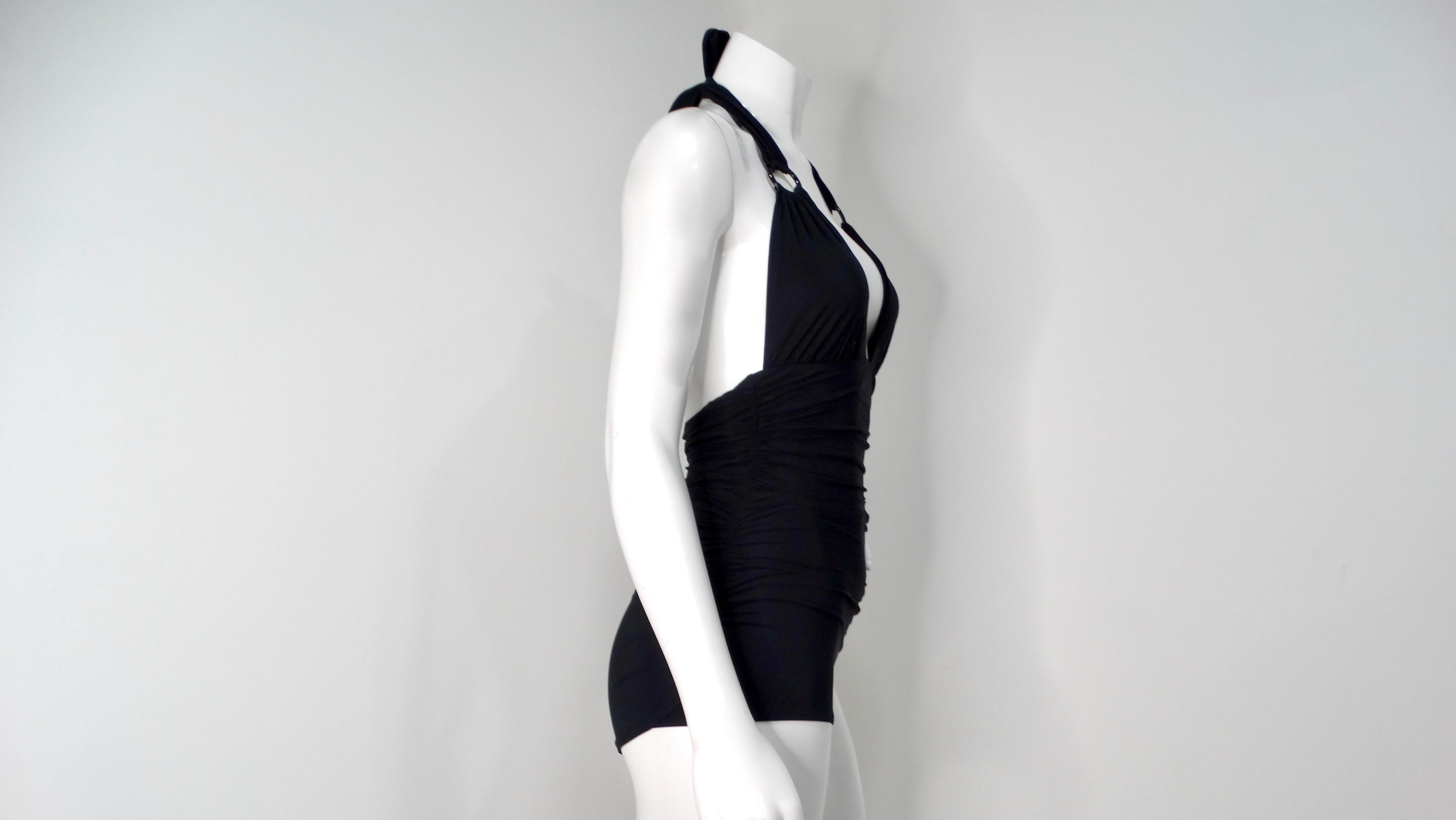 Dolce & Gabbana Black One-Piece Swimsuit With Plunging Neckline For Sale 3