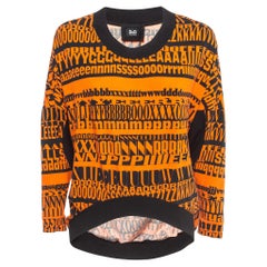 Dolce & Gabbana Black/Orange Printed Knit Top S