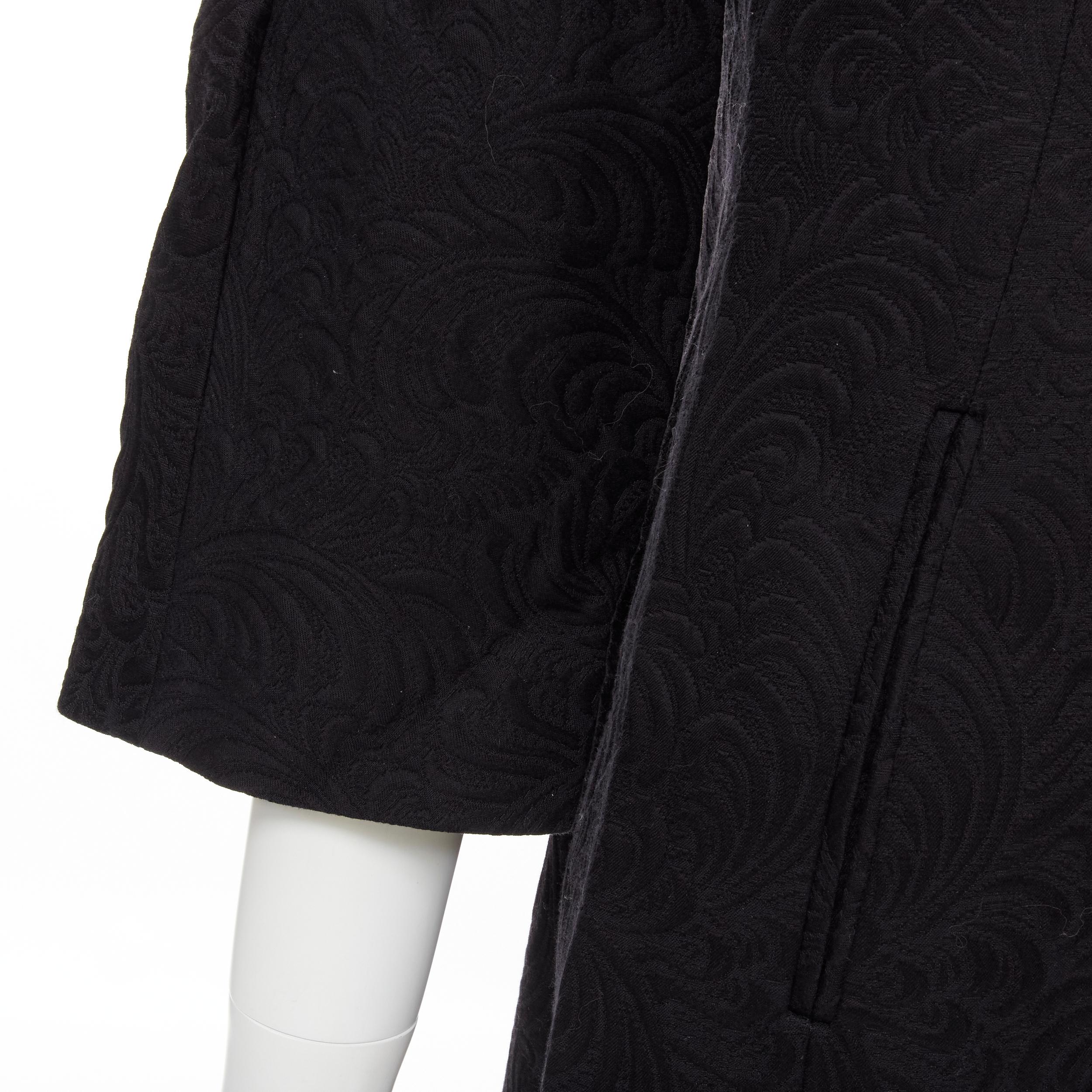 DOLCE GABBANA black paisley jacquard crystal button 3/4 sleeve coat IT36 XS For Sale 5