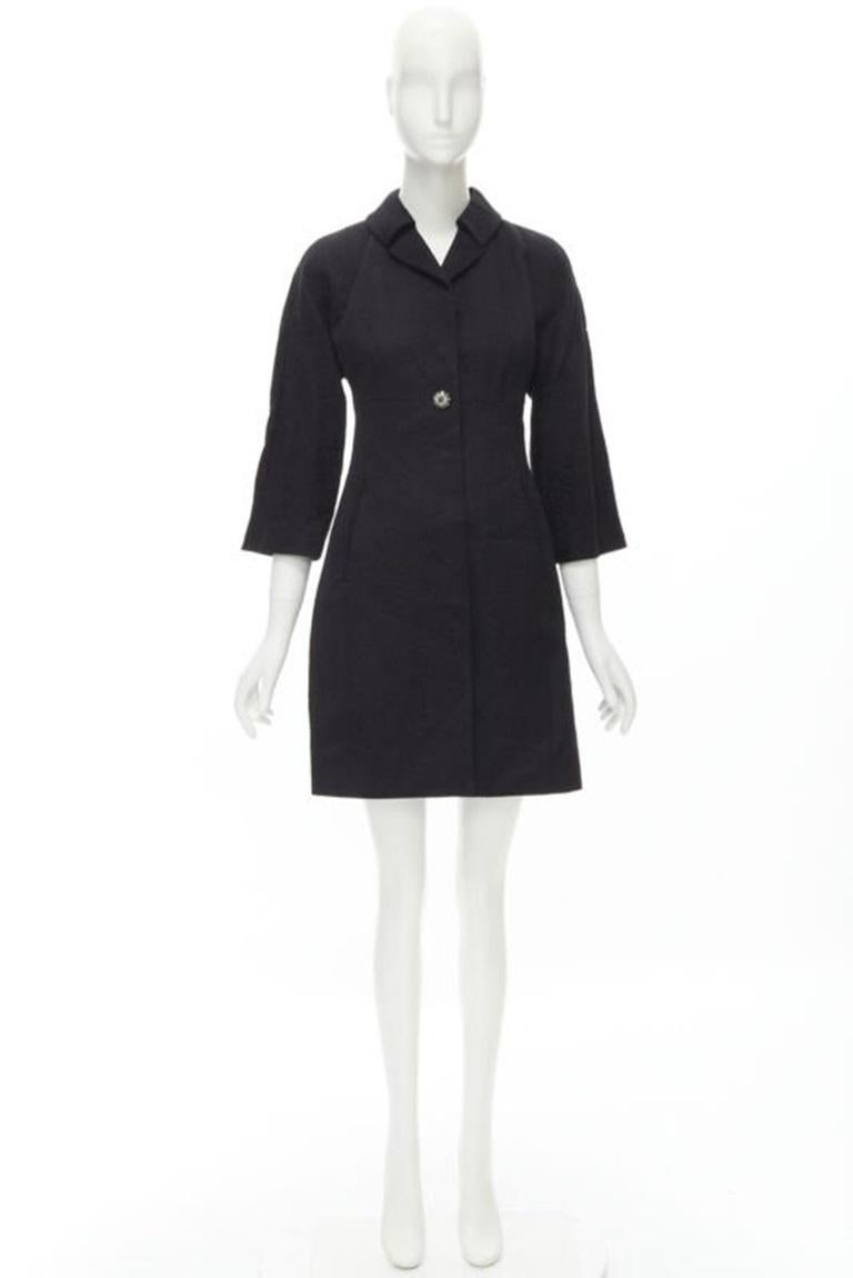DOLCE GABBANA cappotto nero paisley jacquard con bottoni di cristallo e manica 3/4 IT36 XS in vendita 7