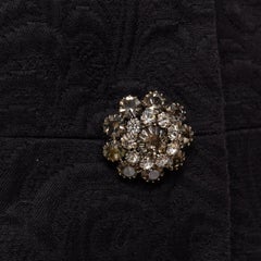 DOLCE GABBANA black paisley jacquard crystal button 3/4 sleeve coat IT36 XS