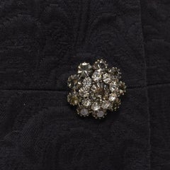 DOLCE GABBANA black paisley jacquard crystal button 3/4 sleeve coat IT36 XS