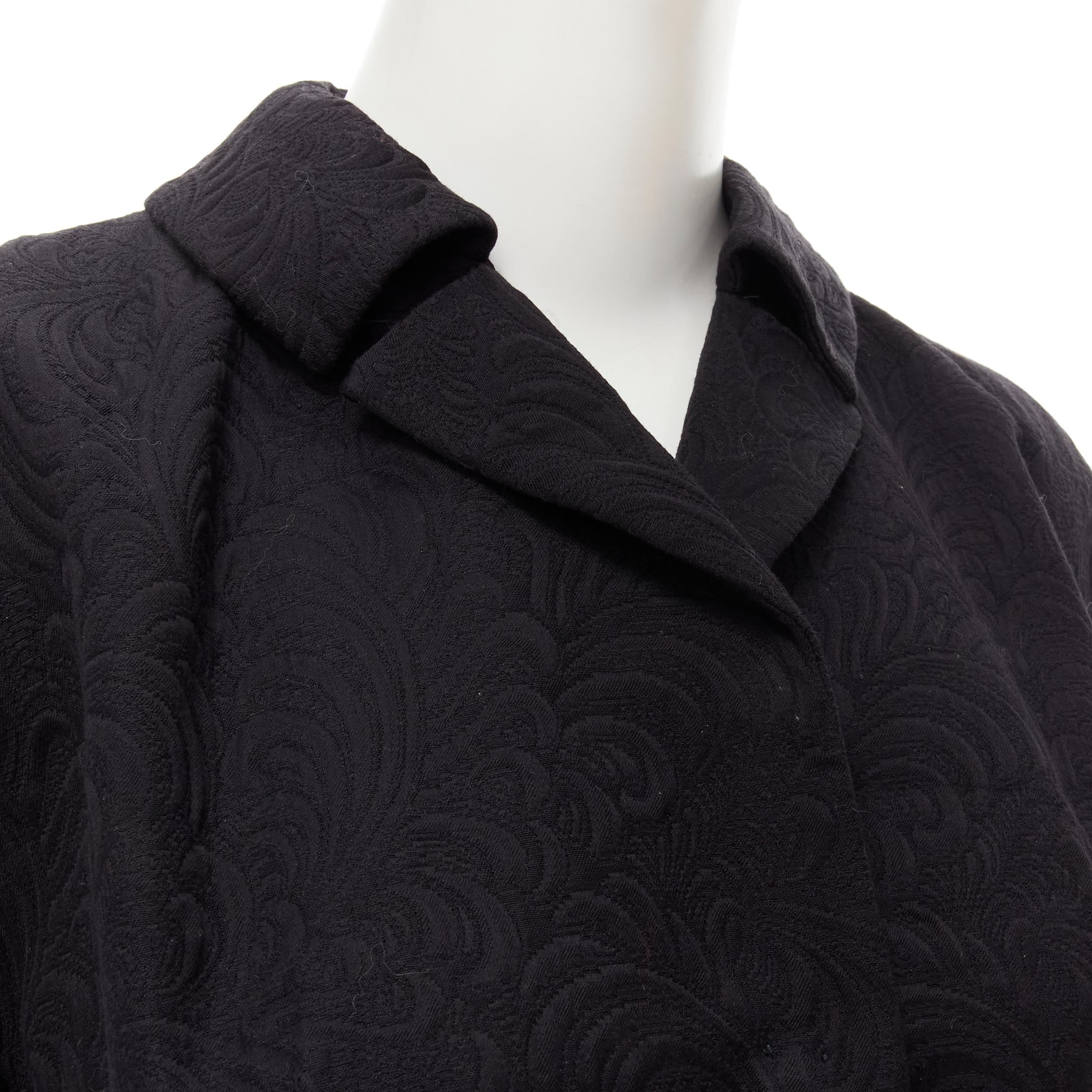 DOLCE GABBANA black paisley jacquard crystal button 3/4 sleeve coat IT36 XS For Sale 2
