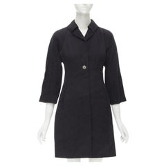 DOLCE GABBANA black paisley jacquard crystal button 3/4 sleeve coat IT36 XS