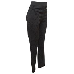 DOLCE & GABBANA Black Pants Brocade Floral Skinny Leg Elastic Waist Zipper Sz 38