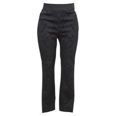 DOLCE & GABBANA Black Pants Brocade Floral Skinny Leg Elastic Waist Zipper Sz 38