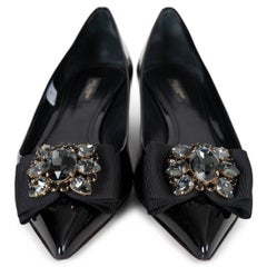 DOLCE & GABBANA black patent BELLUCCI CRYSTAL Pumps Shoes 39.5
