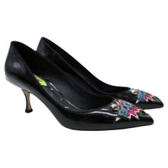 Dolce & Gabbana Black Patent Comic Embellished Pumps