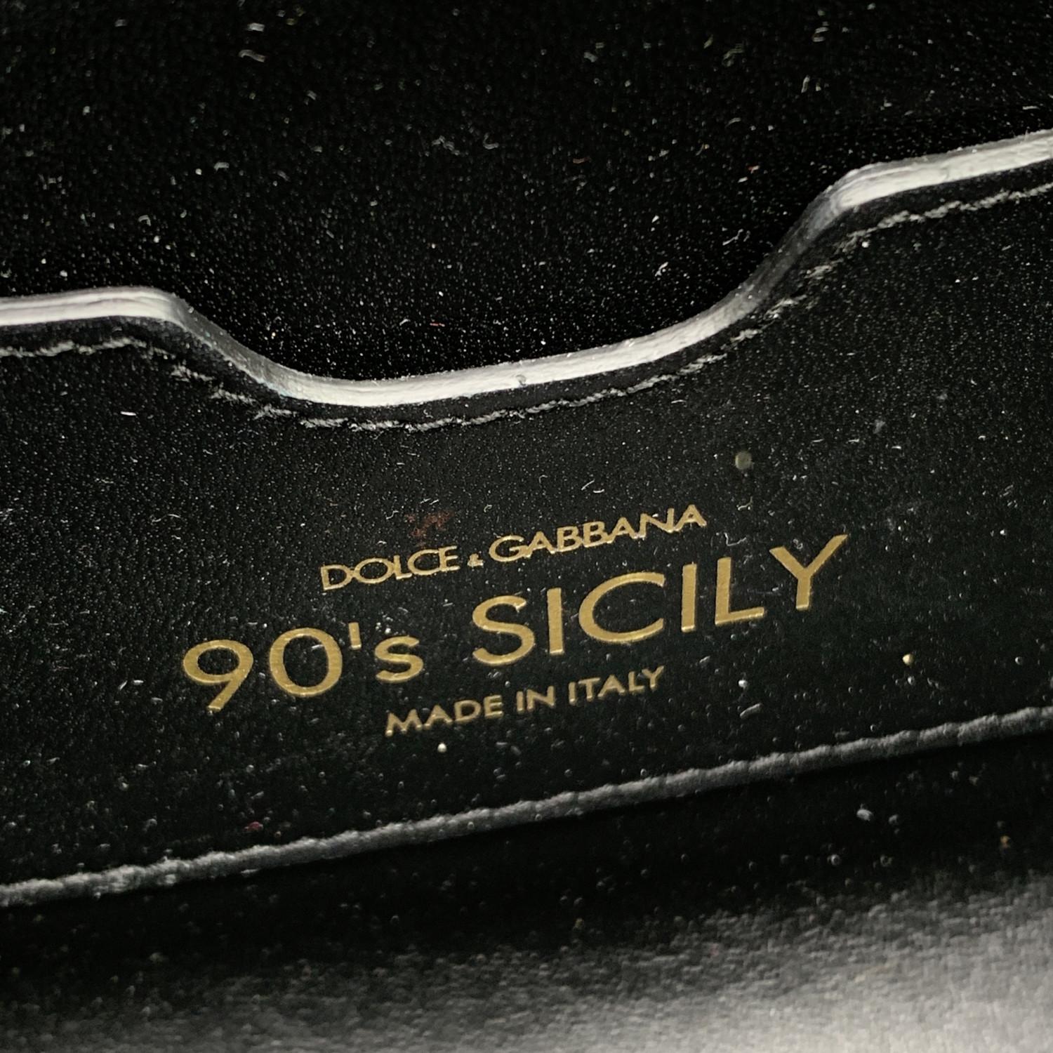 Women's Dolce & Gabbana Black Patent Leather 90s Sicily Shoulder Bag