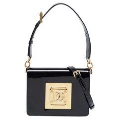 Dolce 
Gabbana Black Patent Leather Bella Flap Shoulder Bag