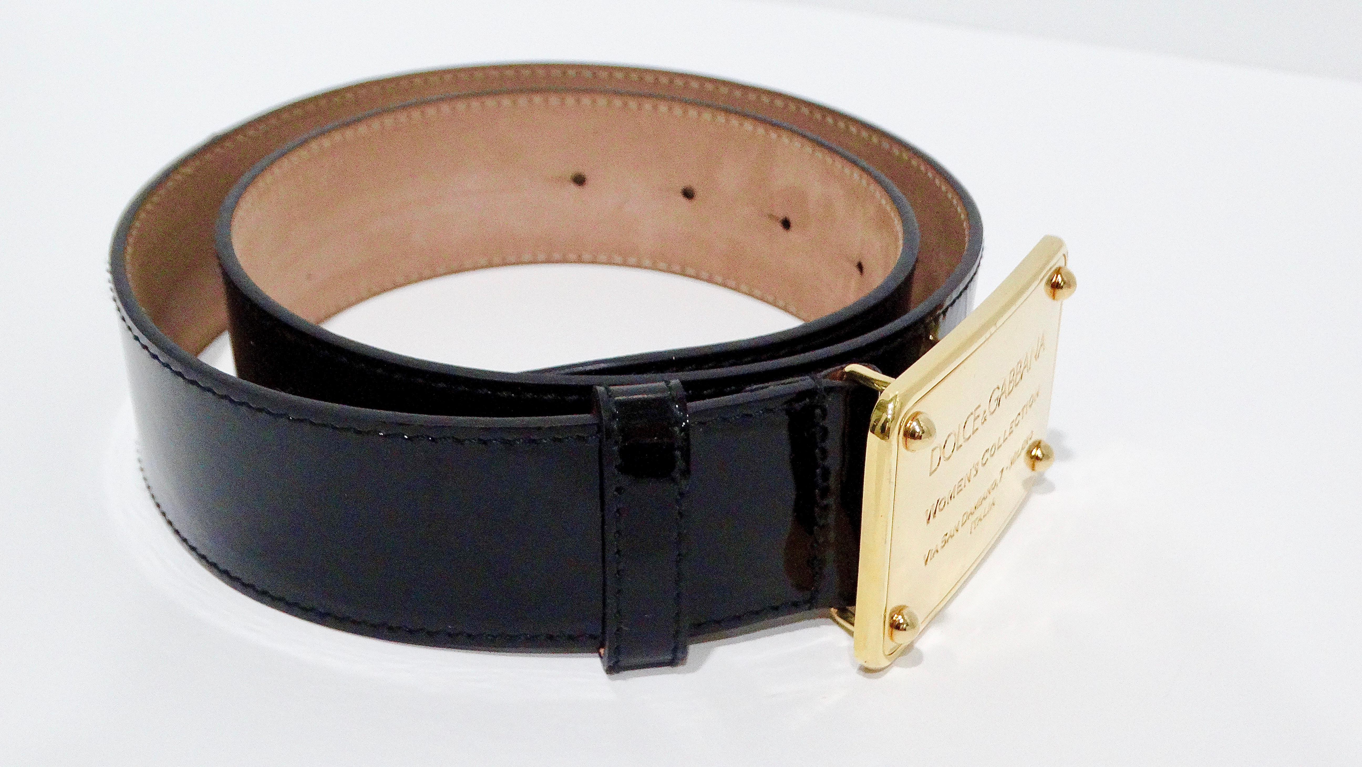 Women's Dolce & Gabbana Black Patent Leather Belt For Sale