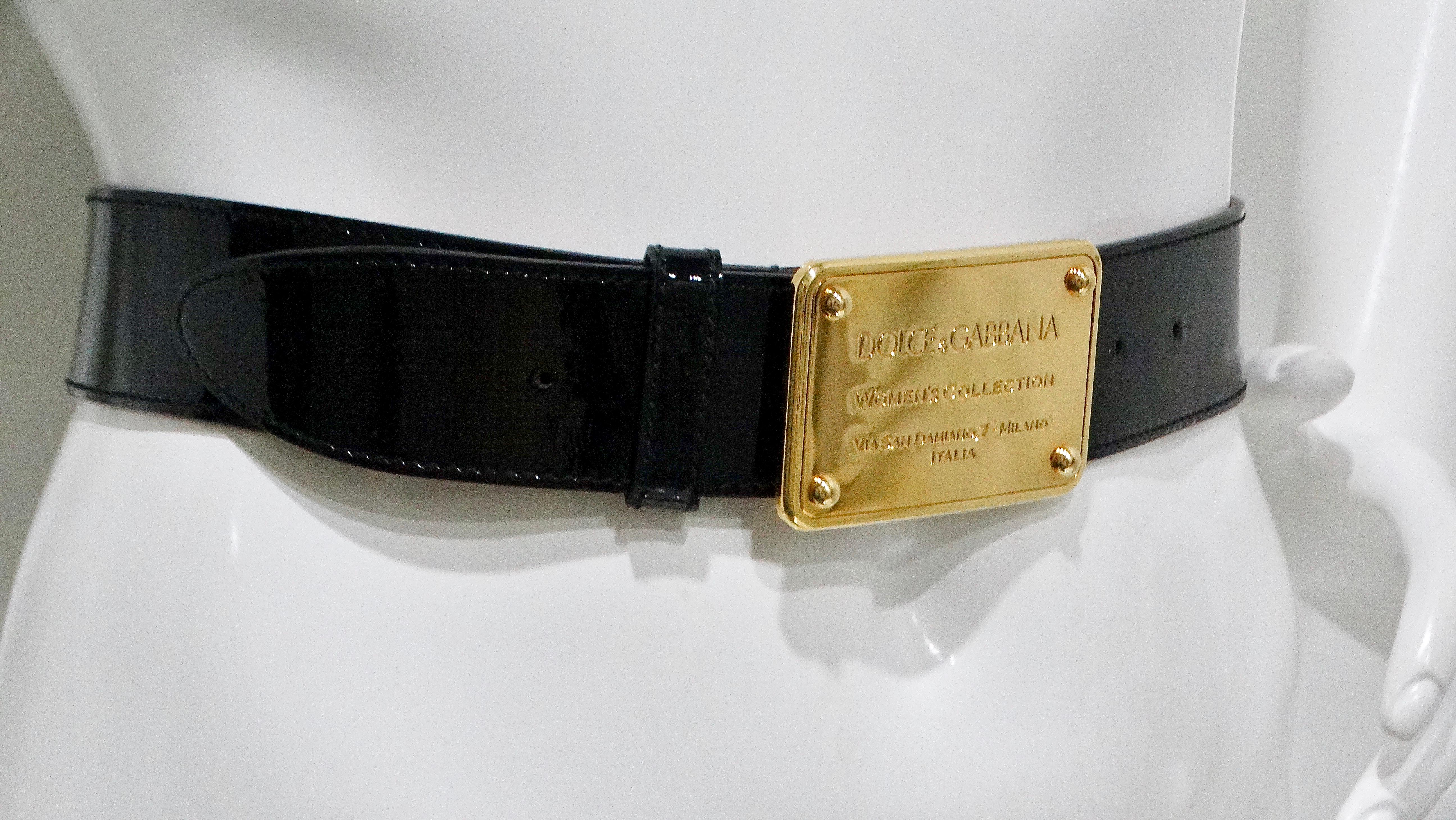 Dolce & Gabbana Black Patent Leather Belt For Sale 5