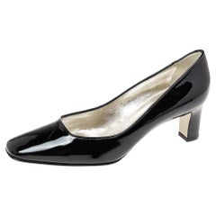 Dolce & Gabbana Black Patent Leather Block Heel Pumps Size 38.5
