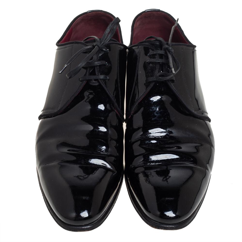Men's Dolce & Gabbana Black Patent Leather Lace Up Derby Size 43