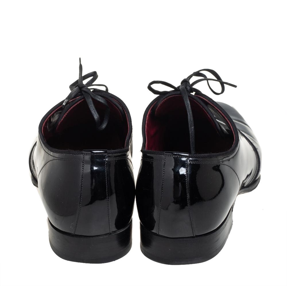 Dolce & Gabbana Black Patent Leather Lace Up Derby Size 43 3