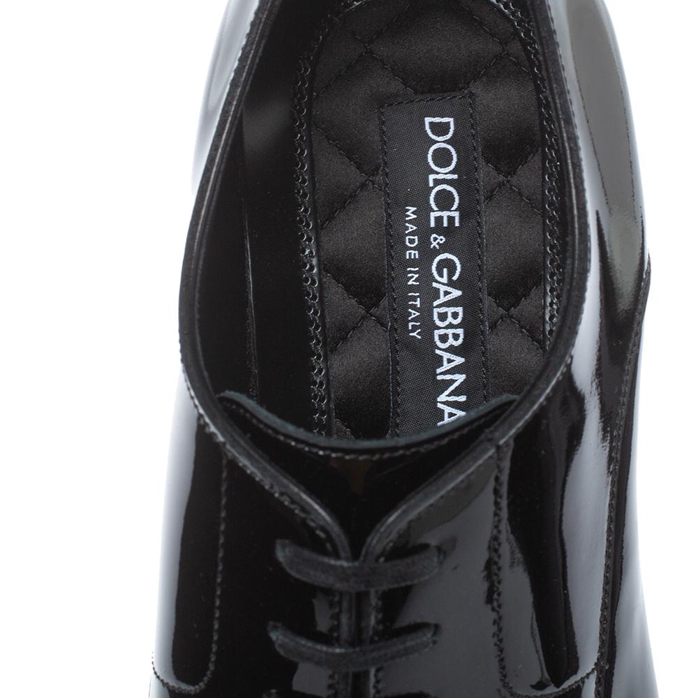 Dolce & Gabbana Black Patent Leather Lace Up Oxfords Size 40.5 2