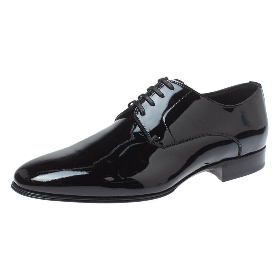 Dolce & Gabbana Black Patent Leather Lace Up Oxfords Size 40.5