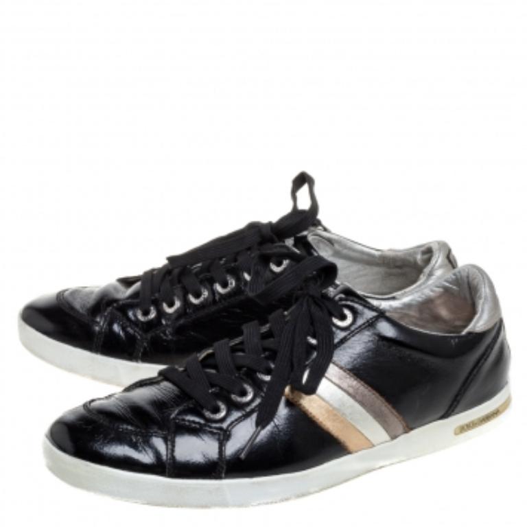Dolce & Gabbana Black Patent Leather Low Top Sneakers Size 41 For Sale 3