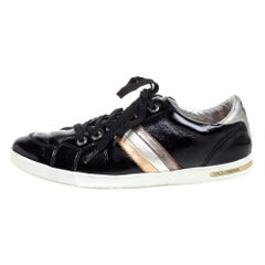 Dolce 
Gabbana Black Patent Leather Low Top Sneakers Size 41