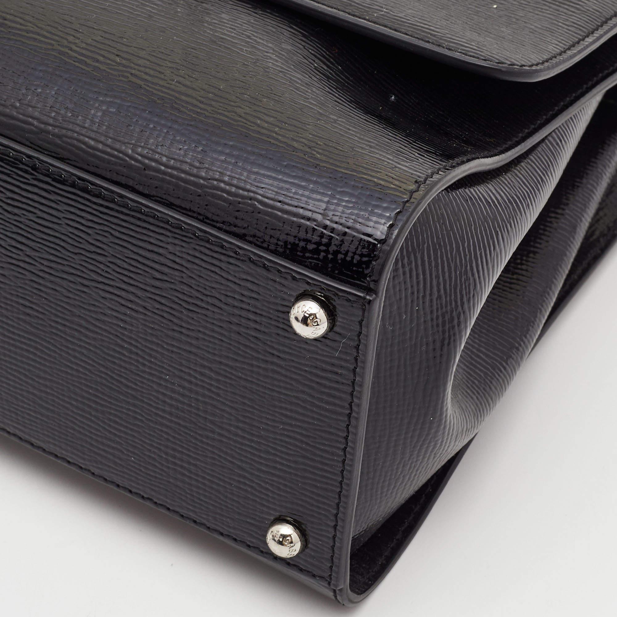 Dolce & Gabbana Black Patent Leather Medium Miss Monica Top Handle Bag For Sale 6