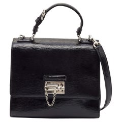 Dolce & Gabbana Schwarze Medium Miss Monica Top Handle Bag aus Lackleder Medium