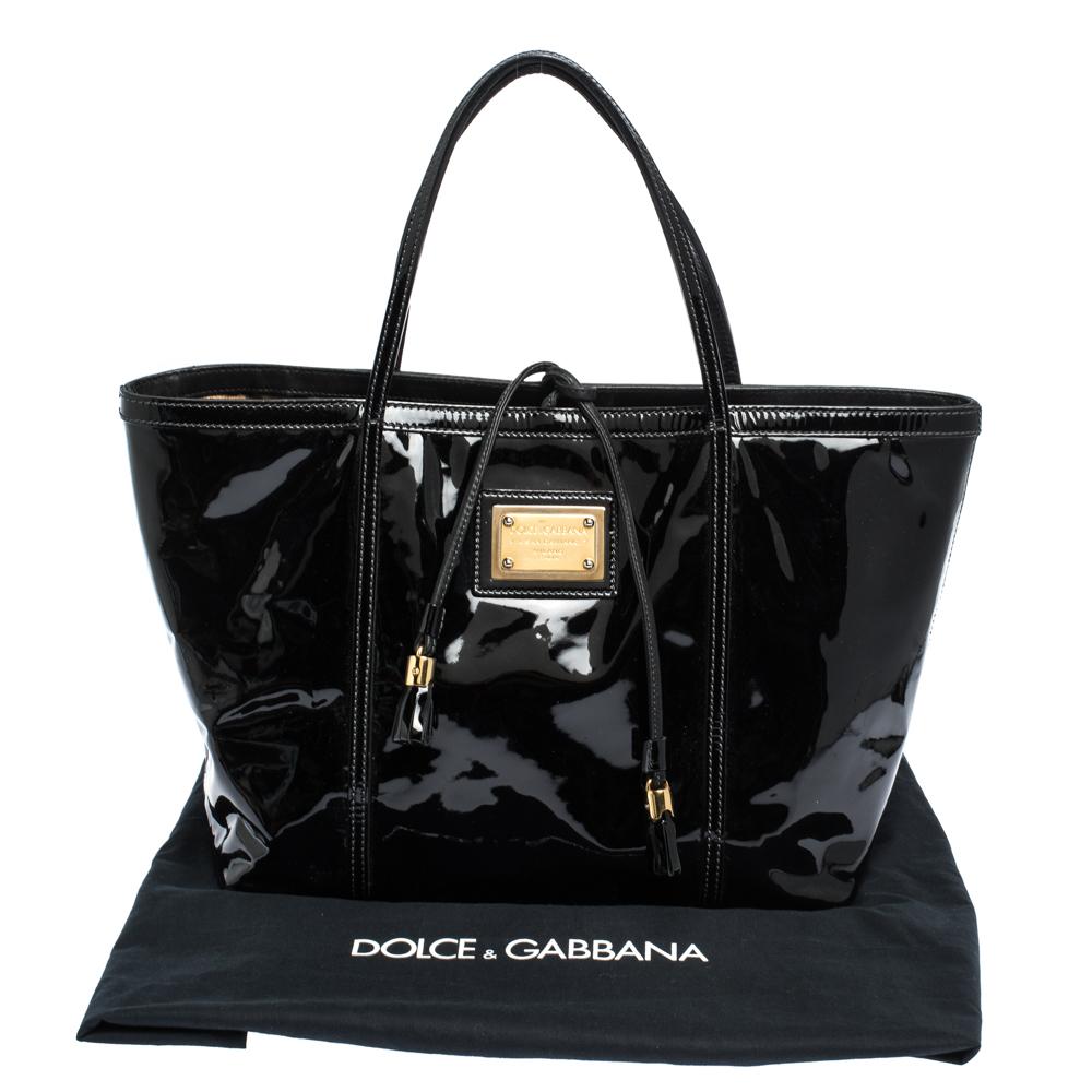 Dolce & Gabbana Schwarzes Lackleder Miss Escape Tote 7