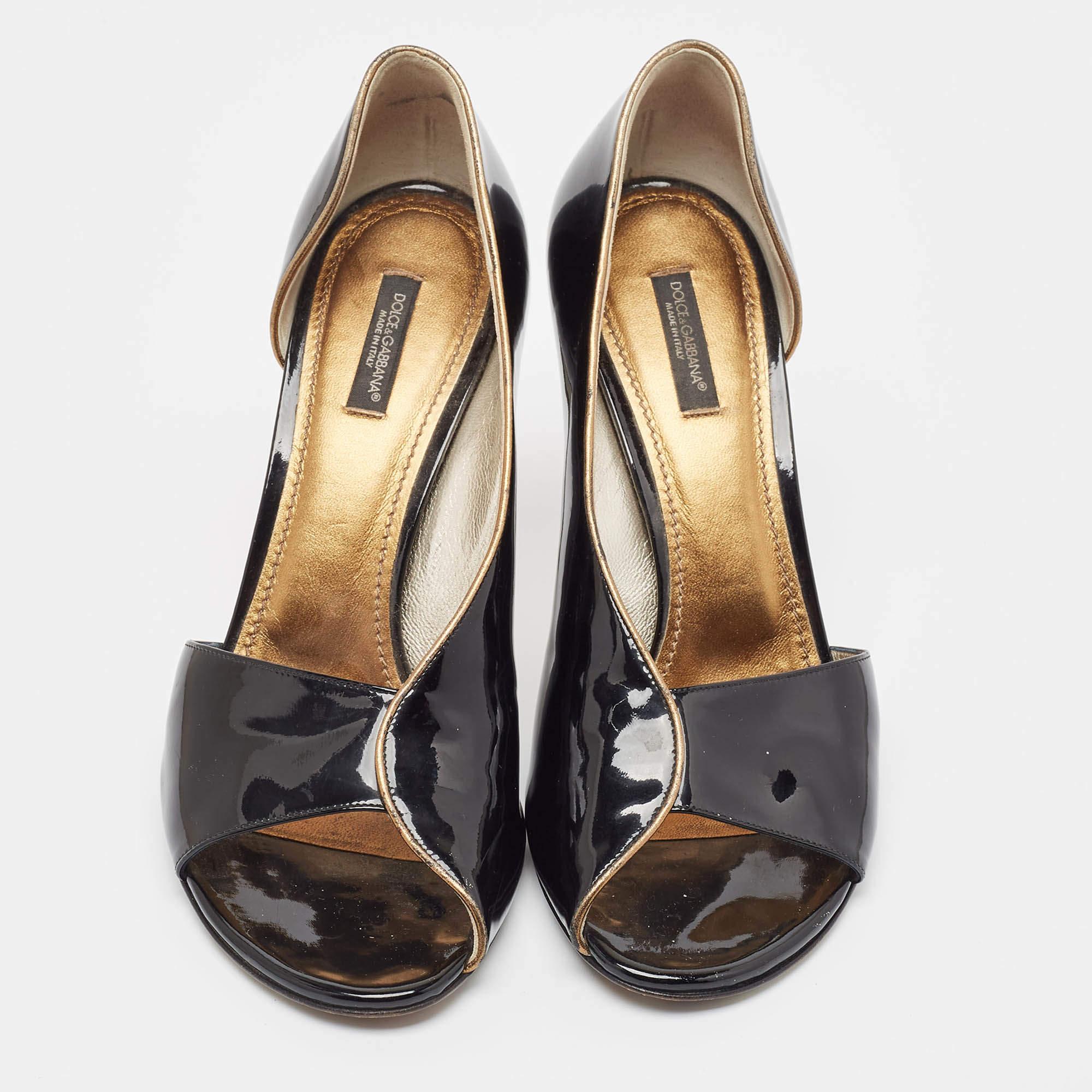 Nero Dolce & Gabbana - Pompe open toe in pelle nera taglia 41 in vendita