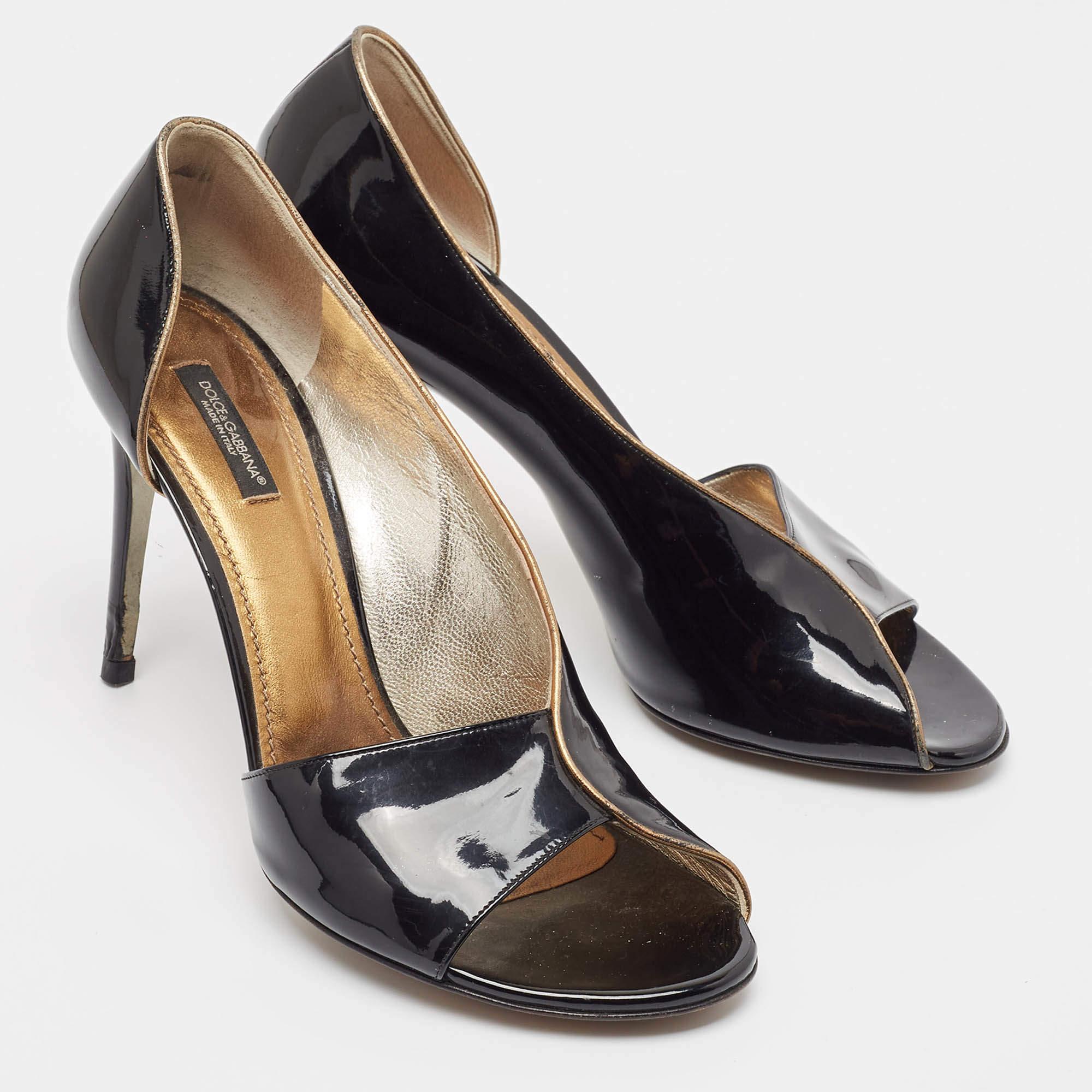 Dolce & Gabbana - Pompe open toe in pelle nera taglia 41 In condizioni buone in vendita a Dubai, Al Qouz 2