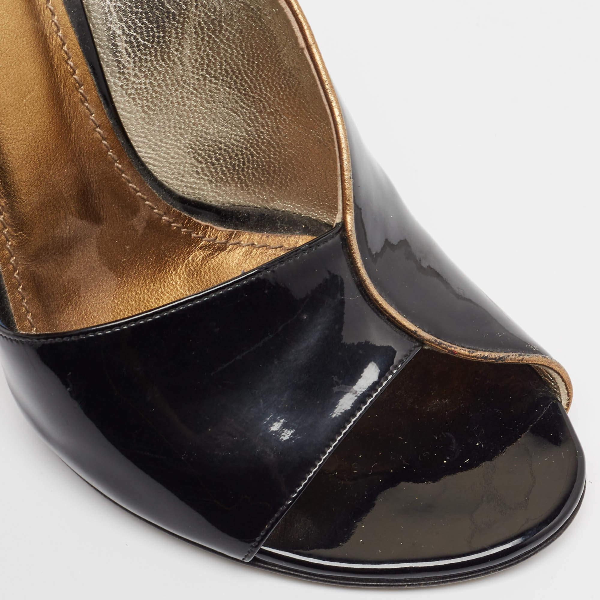 Dolce & Gabbana - Pompe open toe in pelle nera taglia 41 in vendita 2