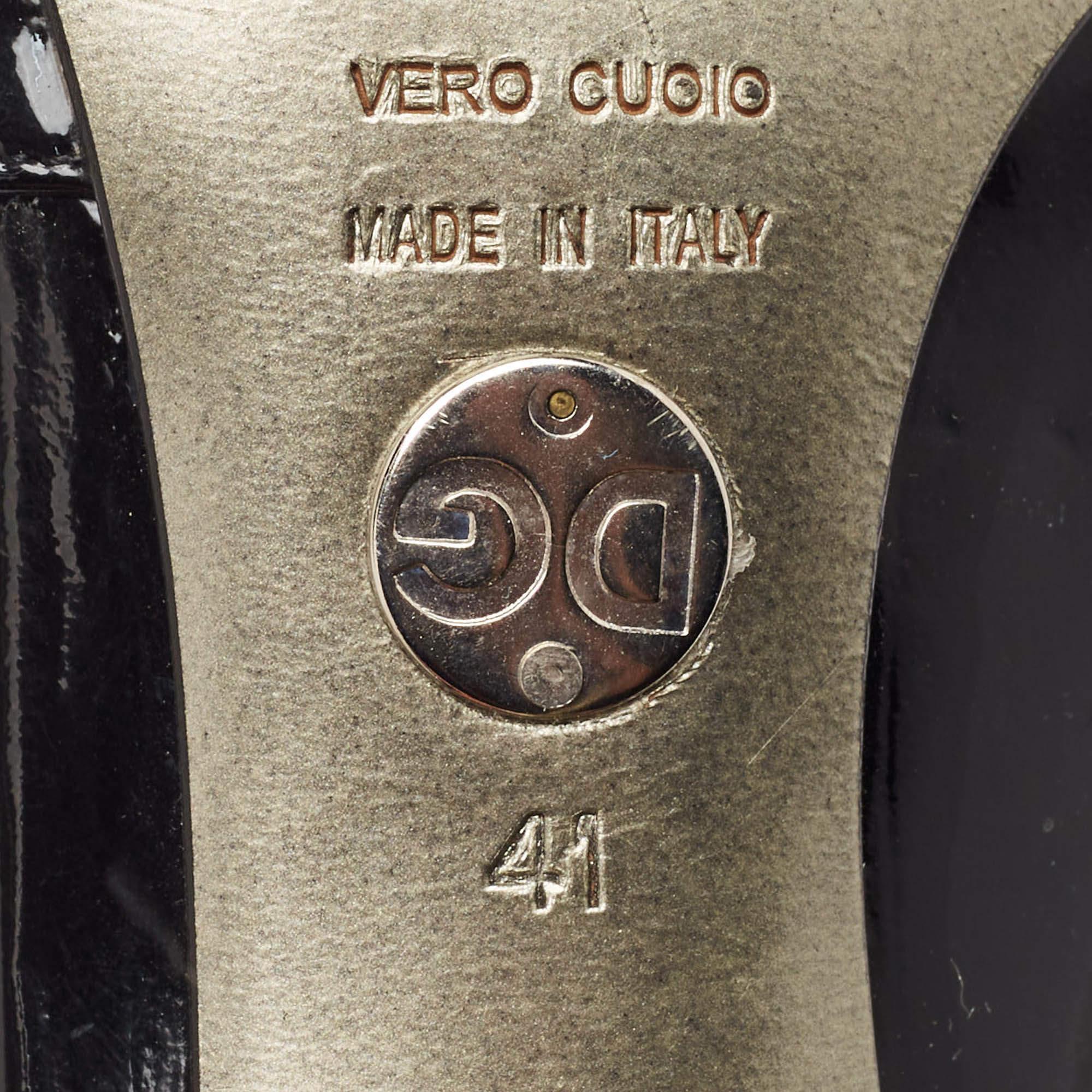 Dolce & Gabbana - Pompe open toe in pelle nera taglia 41 in vendita 3