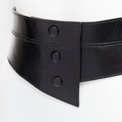 DOLCE GABBANA Schwarzer patentierter Korsett-Gürtel mit obi-Taille 75cm