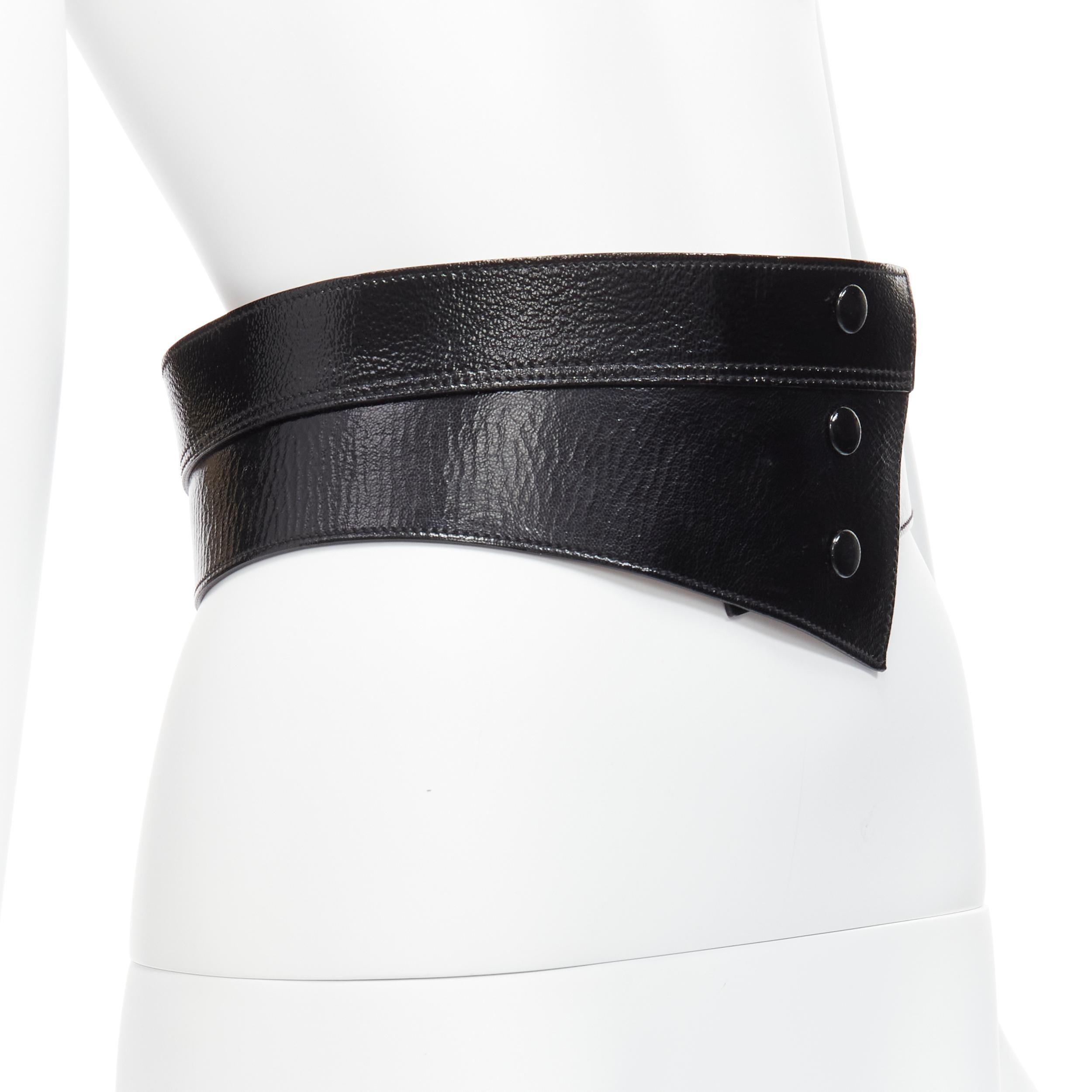 Black DOLCE GABBANA black patent leather panelled corset obi waist belt 75cm For Sale