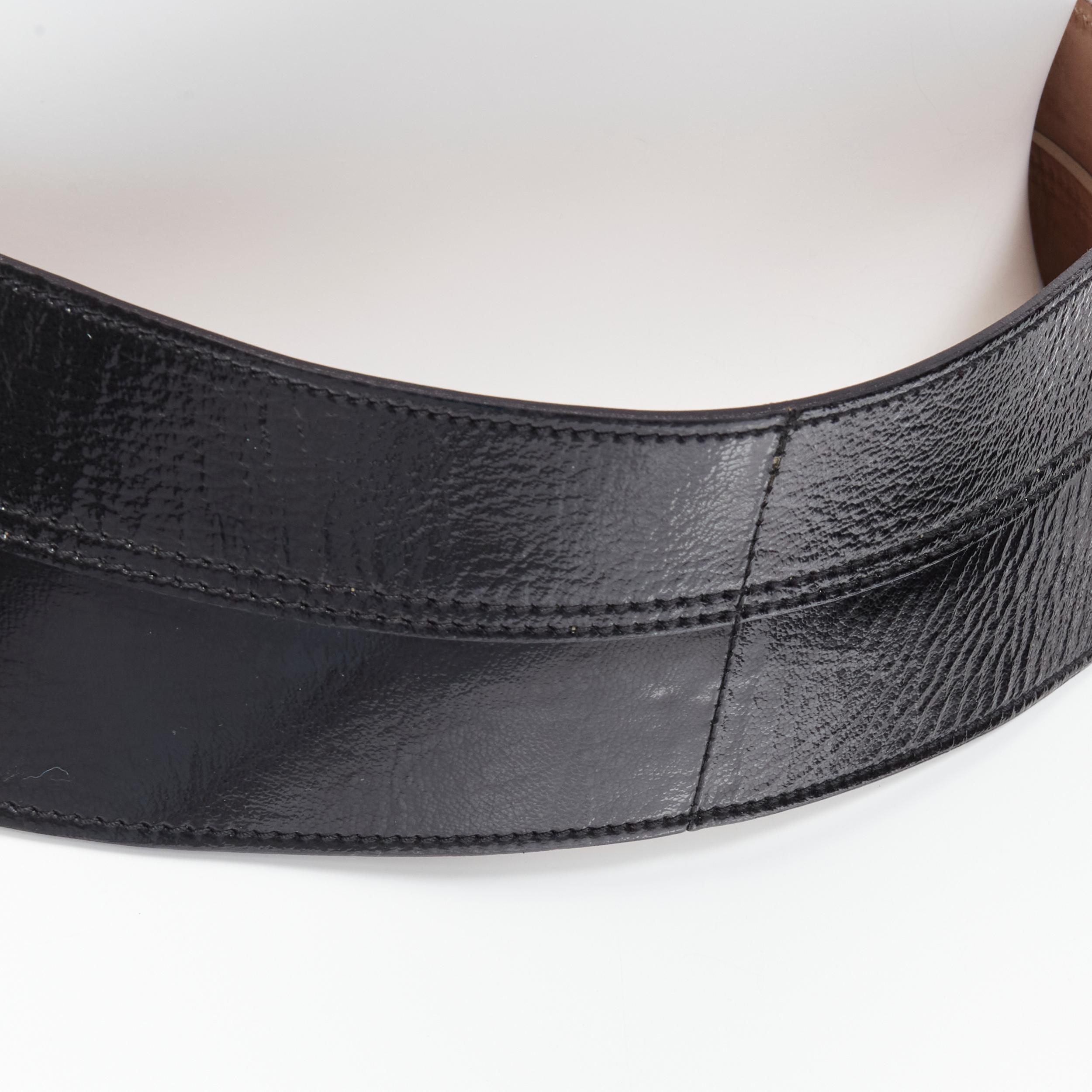 DOLCE GABBANA black patent leather panelled corset obi waist belt 75cm For Sale 2