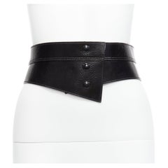 DOLCE GABBANA black patent leather panelled corset obi waist belt 75cm