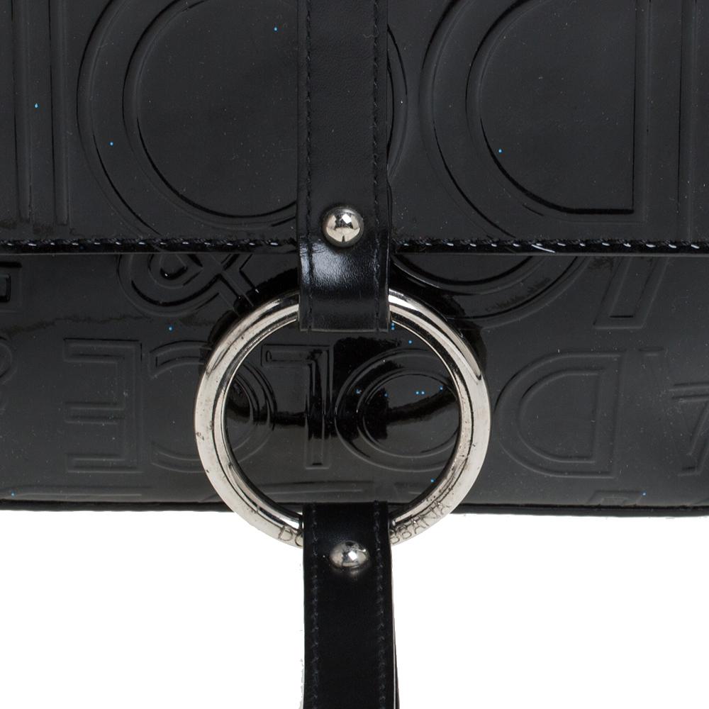 Dolce & Gabbana Black Patent Leather Pochette Bag 2