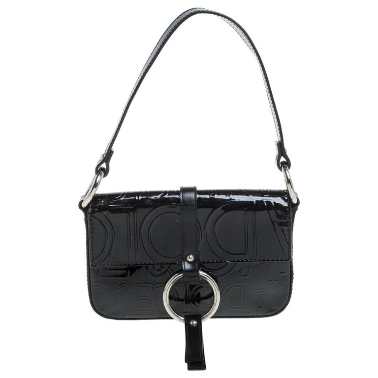 Dolce and Gabbana Black Patent Leather Pochette Bag at 1stDibs
