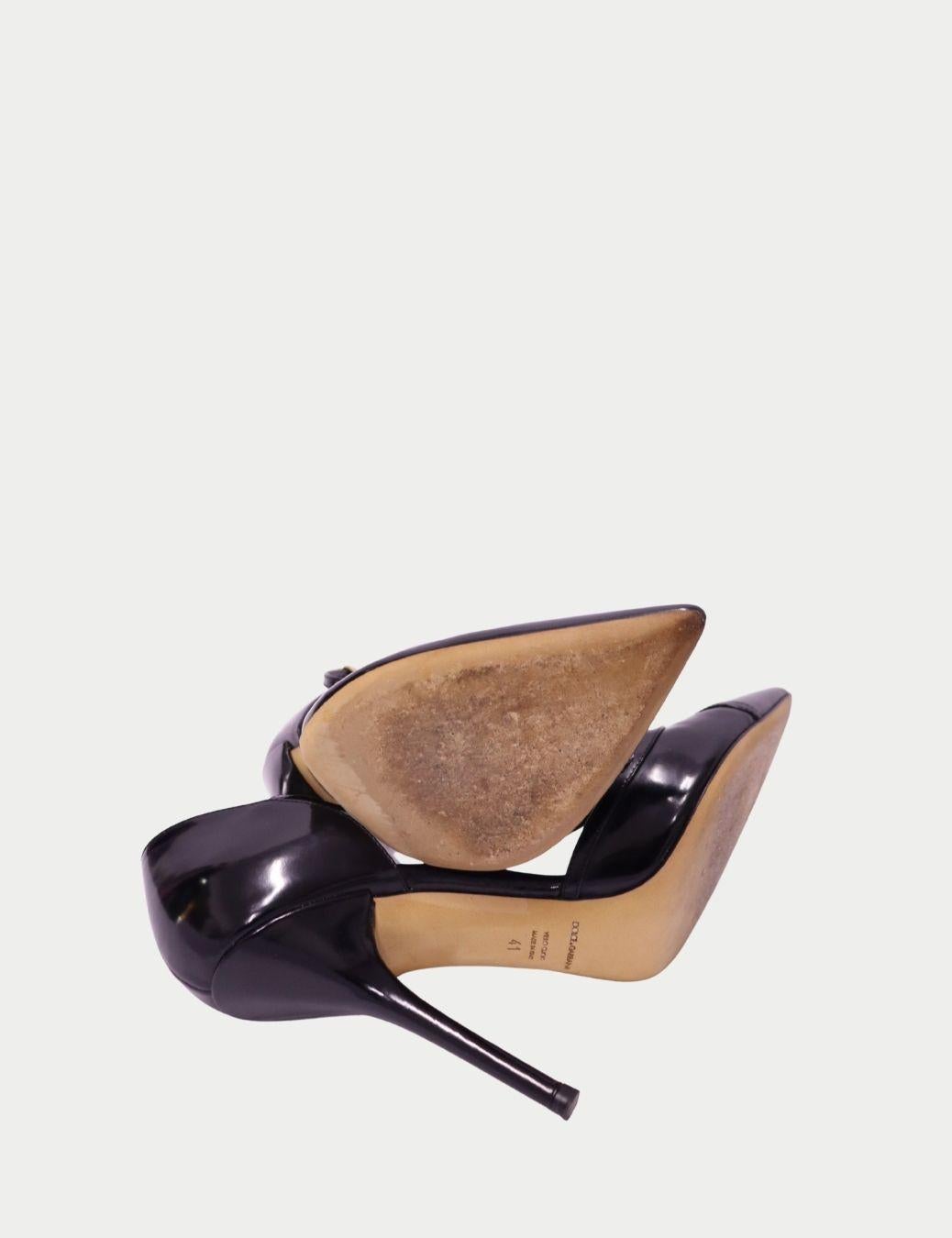 Dolce & Gabbana Schwarzes Lackleder Riemchen Stiletto Heels - EU 41 Damen im Angebot