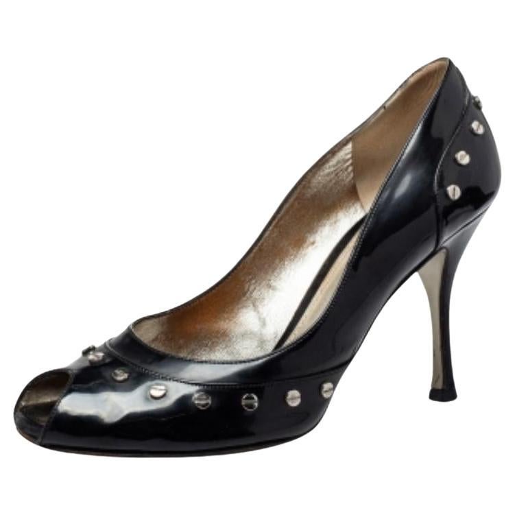 Dolce & Gabbana Black Patent Leather Studded Pumps Size 39.5 For Sale