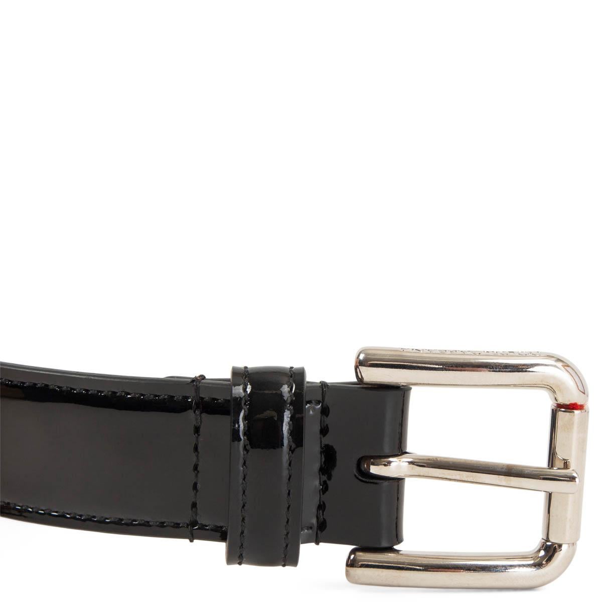 skinny black patent leather belt