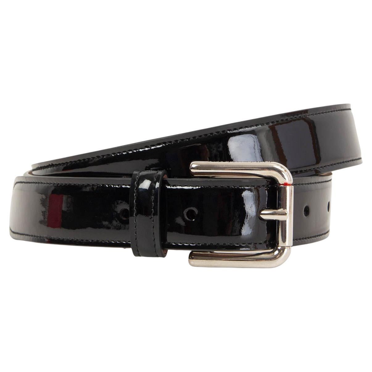 DOLCE & GABBANA black patent leather Thin Belt 80 For Sale