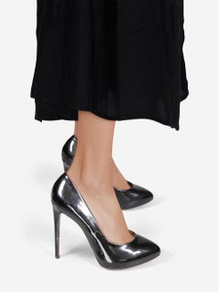 Dolce & Gabbana Black Patent Leopard Sole Pumps Size IT 38