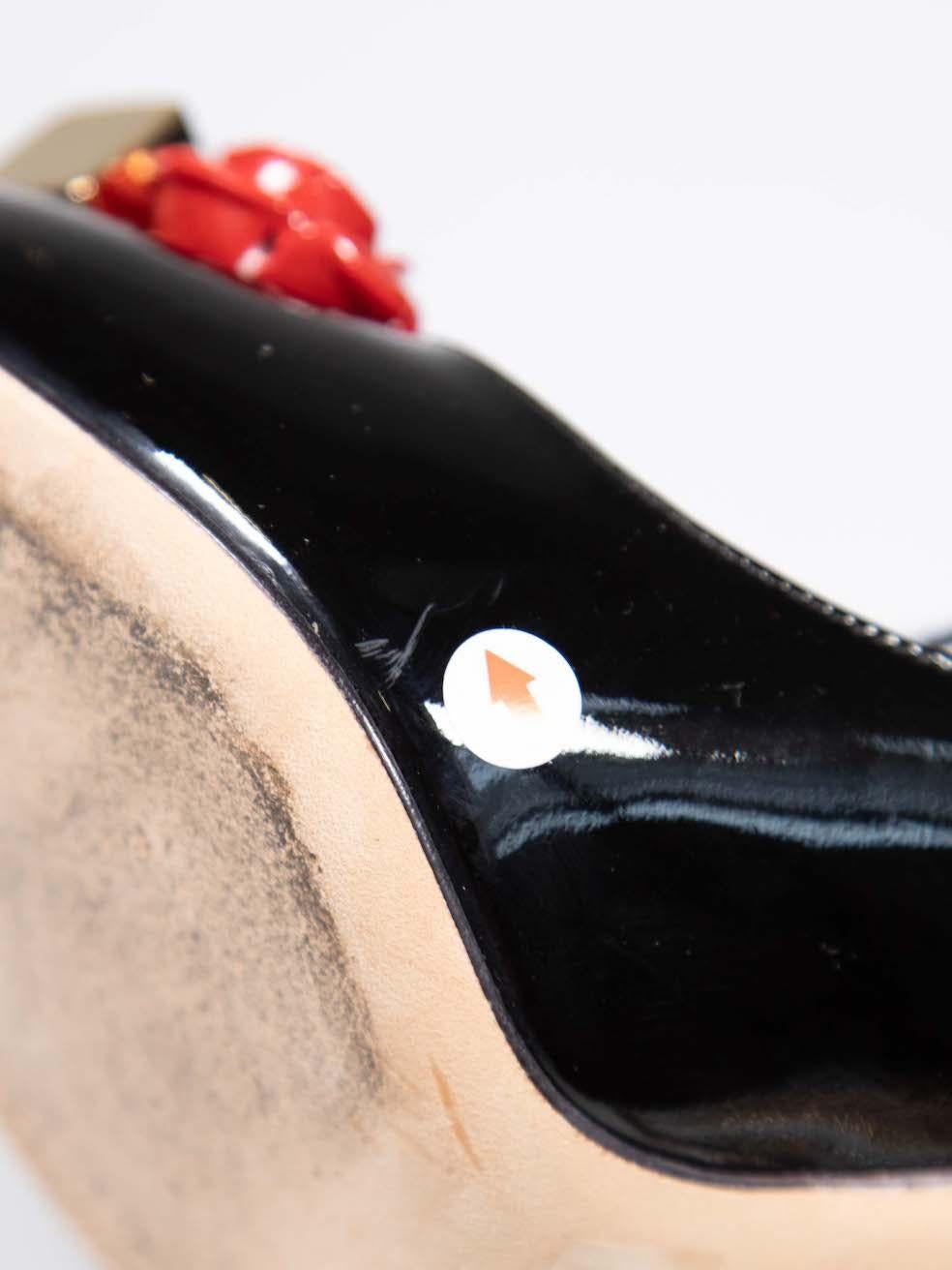 Dolce & Gabbana Black Patent Lipstick Rose Pumps Size IT 39 3