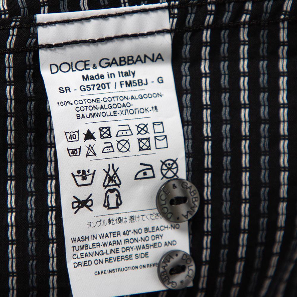 Men's Dolce & Gabbana Black Patterned Cotton Gold Label Shirt M For Sale