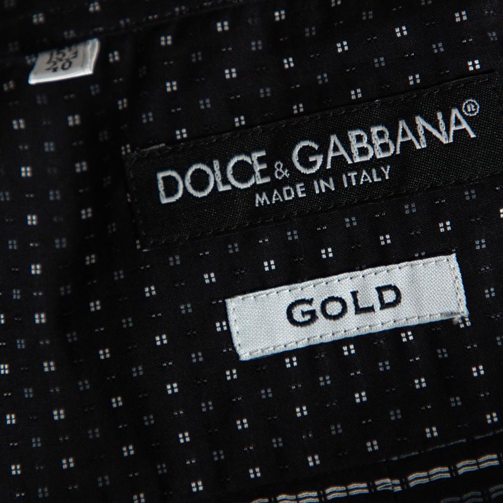 Dolce & Gabbana Black Patterned Cotton Gold Label Shirt M For Sale 3