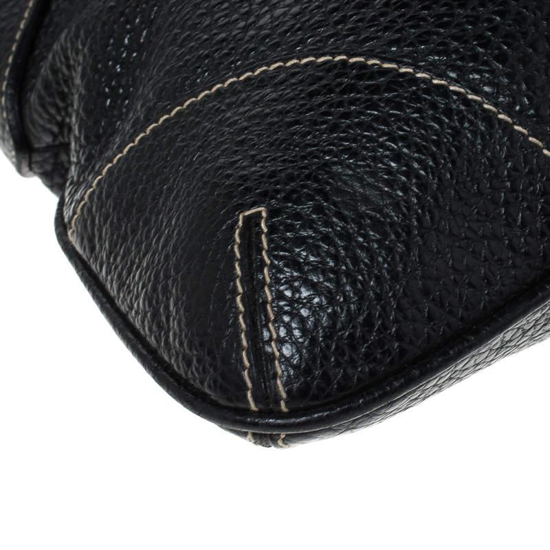 Dolce & Gabbana Black Pebbled Leather Ring Shoulder Bag For Sale 6