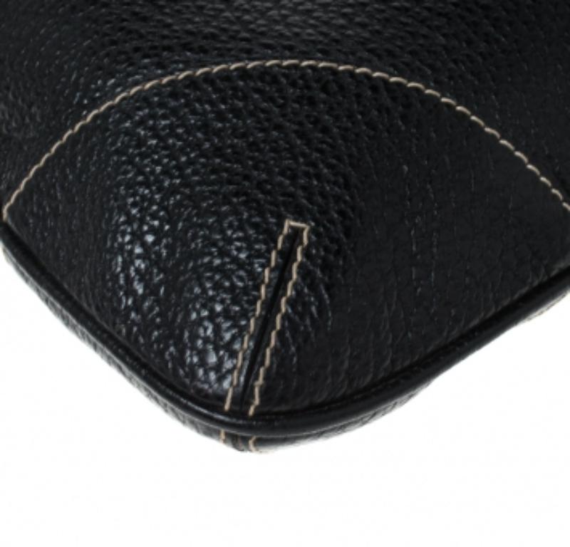 Dolce & Gabbana Black Pebbled Leather Ring Shoulder Bag Negro en venta