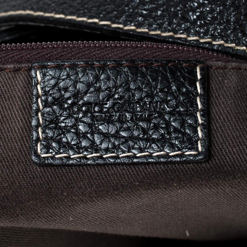 Dolce & Gabbana Black Pebbled Leather Ring Shoulder Bag For Sale 1